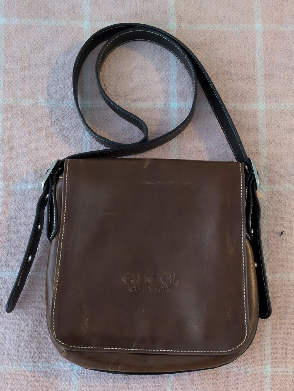 Vintage Gucci Brown Leather Crossbody Bag - Made in Italy